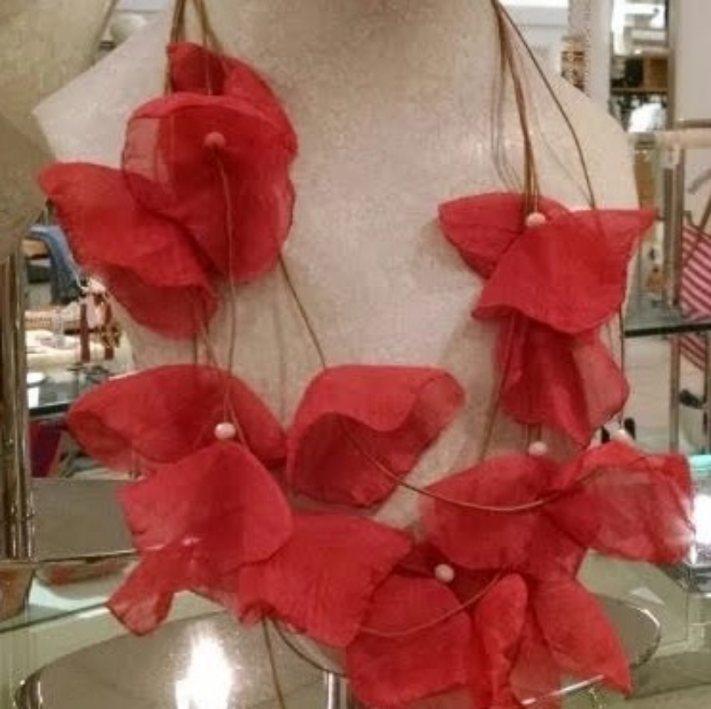 Chiffon petals and beaded necklace